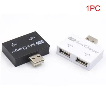 2 Porty Profesionálny Praktická Mini Splitter Módne Extender Pre Telefón, Tabliet Adaptér Nabíjačka Twin USB Hub Prenosné ABS Stabilný