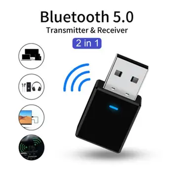 2 in1 Bluetooth 5.0 Audio Prijímač, Vysielač Bezdrôtový Stereo 3.5 mm AUX Vysielač Auto, PC Adaptér Bluetooth, TV Mini K7M4