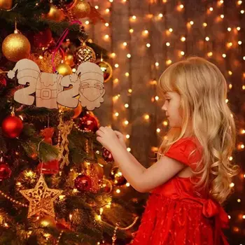 2 ks Drevené Vianočné Drop Ozdoby ochranný Štít na Tvár a Ruky Dezinfikované Toaletný Papier Ručne Maľované Pigment DIY Vianočné Dekorácie