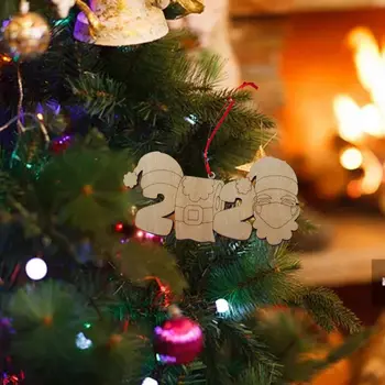 2 ks Drevené Vianočné Drop Ozdoby ochranný Štít na Tvár a Ruky Dezinfikované Toaletný Papier Ručne Maľované Pigment DIY Vianočné Dekorácie