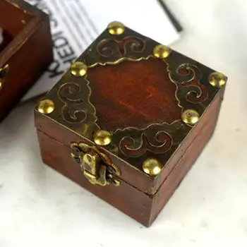 2 ks Klasická Drevená truhla s Pokladom Box Prípade Túžila Šperky, manžetové gombíky, Náprsné Malý Darček Skladovanie Organizátor so Zámkom, písací Stôl Dekor