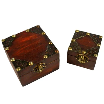 2 ks Klasická Drevená truhla s Pokladom Box Prípade Túžila Šperky, manžetové gombíky, Náprsné Malý Darček Skladovanie Organizátor so Zámkom, písací Stôl Dekor