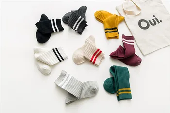 2 kusy = 1pairs Japonský Dva Bary Dvojitej Ihly Šnúrkou Bavlna Zoskupovaní Ponožky Bavlna dámske Ponožky ženy