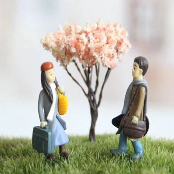 2 páry Miniatúrne Ozdoby Kvetu Rastlín Črepníkové Plavidlá DIY Záhradné Dekorácie - Nevesta a ženích & Chlapec dievča
