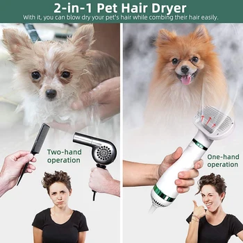 2 v 1, Prenosné a Pokojné Pet Vlasy, 3 Rýchlosti, Nastaviteľná Teplota pre Malé a Stredné Psy a Mačky EÚ Plug