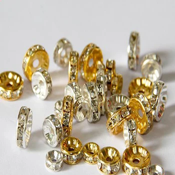 200pcs/veľa Kovu Rondelle Voľné Dištančné Korálky Zlato Strieborná Farba Drahokamu Crystal Korálky 6 8 10 mm Diy Šperky, Takže Materiál