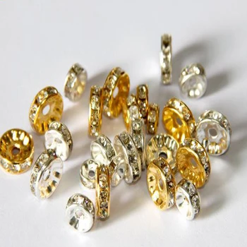 200pcs/veľa Kovu Rondelle Voľné Dištančné Korálky Zlato Strieborná Farba Drahokamu Crystal Korálky 6 8 10 mm Diy Šperky, Takže Materiál