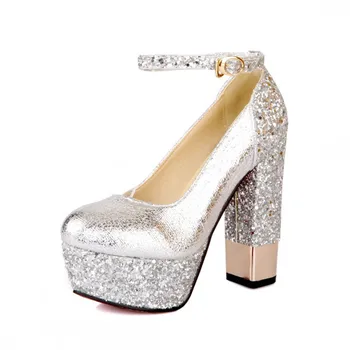 2016 Nové Jar leto ženy čerpadlá topánky sexy 13 cm ultra vysoká Hrubé podpätky zlato, striebro, biele platforma strán, svadobné topánky