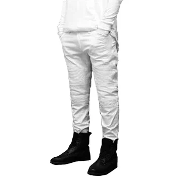 2017 Módne Džínsy Slávnej Značky Mens White Chudá Džínsy Hip Hop Elastické Zložené Slim Nohavice, Džínsy Hárem Muži Mens Motocykel Jean