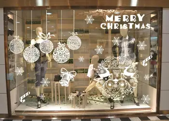 2017 nové krásne 540x720mm Veselé Vianoce sady elektrostatické nálepky bez lepidla na Dvere, okenné dekorácie
