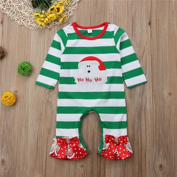2018 Krásne Vianoce Novorodenca Dievčatká Santa Vianočné Prekladané Romper Sleepwear Pyžamo Playsuit 0-18 M