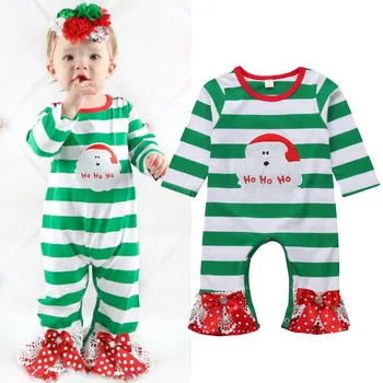 2018 Krásne Vianoce Novorodenca Dievčatká Santa Vianočné Prekladané Romper Sleepwear Pyžamo Playsuit 0-18 M