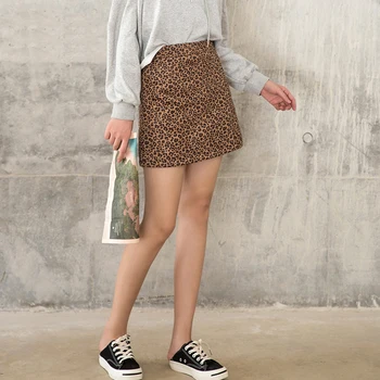 2018 Leopard slovo sukne s vysokým pásom tenké jeseň a v zime nový kórejský verzia wild módne sukne