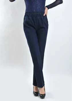 2018 džínsy ženy lete denim lýtkové výšivky džínsy plus veľkosť 5XL vysoký pás pružnosť bežné nohavice ženský jean teľa