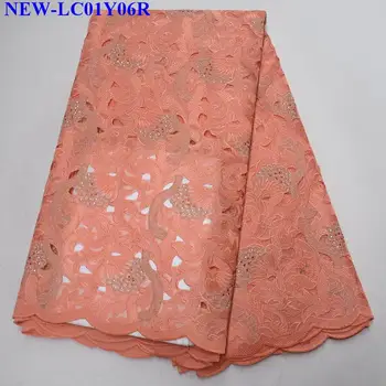 2019 Najnovšie Fialovej farby Afriky francúzsky čistý Čipky Textílie s Kamienkami Vysokej Kvality Afriky Tylu Čipky Textílie 5 metrov GS-04