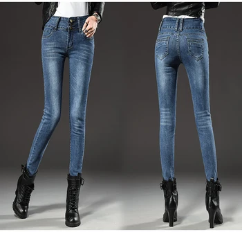 2019 Nové Letné Chudnutie Elastické Vysoký Pás Plus Veľkosť Jeans Ženy Kórejský Štýl, Módne, Pohodlné Pevné Farby, Ceruzky Nohavice