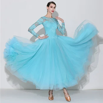 2019 Nové Čipky štandardné ballroom dance šaty ženy sexy tanečnej súťaže, tanečné šaty nosiť moderných tanečných kostýmov, valčík šaty