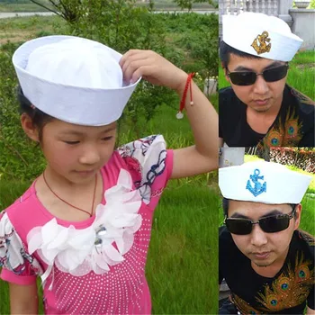 2019 Vojenské Čiapky Fáze Prevedenie Double Vlajky a Šípy Biela Námorník Navy Klobúk Spp pre Dospelých a Deti Doughboy Klobúk matroos c