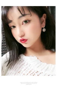 2019 kórejský štýl roztomilý moon star visieť náušnice pre dievča vyhlásenie striebro kryštál korálkové star Strapec latríny ucho šperky