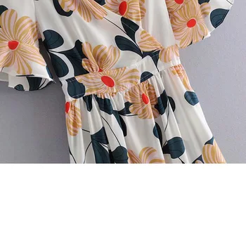 2019 lete nové Pomi dovolenku vietor tvaru tlač rozstrapatené šaty kvetinový plážové šaty Ženský pás