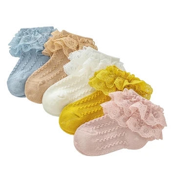 2020 Baby Veci Novorodenca Dievčatá Príslušenstvo Deti Naberaný Teplé Čipky Tutu Ponožky jednofarebné Bavlnené Mäkké Princezná Ponožky 0-5T носки