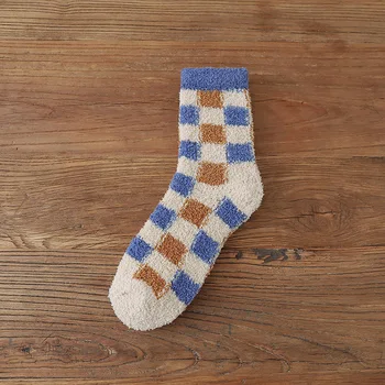 2020 Jeseň Zimné Japonské Coral Velvet Fuzzy Ponožky Ženy Teplé Pribrala Kawaii modré Ponožky pre Dámy Čistý prúžok