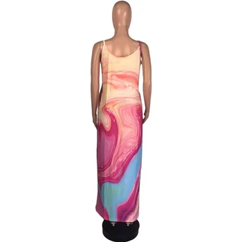 2020 Letné Šaty Ženy 's Ležérne Módy Sexy Plus Veľkosť Girl 's tie - Dye Podväzky Dlhé Šaty Dámske Oblečenie
