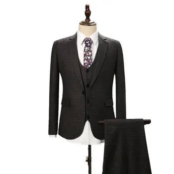 2020 Nové Módne Tmavo Sivá Ženícha Tuxedos Groomsmen Najlepší Muž Obleky 3 Kusy (Bunda+Nohavice+Vesta) Svadobný Oblek Obleku Vlastné