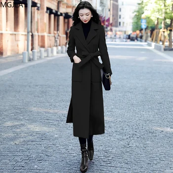 2020 Nové kórejská Verzia Vlnené Kabát Žien Strednej a Dlhej Zime Všestranný Britský Štýl Tweed Kabát Vlny Kabát Ženy