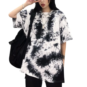 2020 Nový Krátky Rukáv In T shirt Príliv List Tlač Voľné Trend Wild Tee Bežné Strednej Dĺžky kórejský Módne Wild Lady T-Shirt
