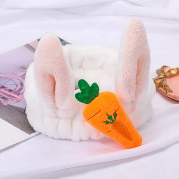 2020 Roztomilý 3D Rabbit Ucho Mrkva Mäkká Flaušová Luk Čelenky Umyť Tvár hlavový most Ženy, Dievčatá Držiteľ Hairbands Vlasy Príslušenstvo
