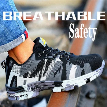 2020 nové nezničiteľný mužov oceľovou špičkou topánky bezpečnosti práce, topánky bezpečnosti topánky pánske topánky kamufláž armády topánky (pracovné topánky