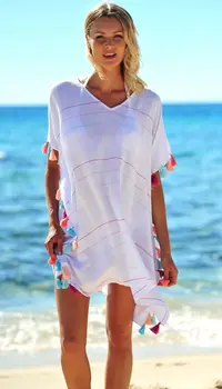 2020 Ženy Bikini Zakryť Sarong Plavky, Plážové Oblečenie Hot Čipky Šifón Mini Šaty Voľné Strapec Letné Šaty Letné