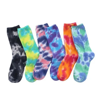2021 Bavlna Skate Ponožky Muži Ženy Ponožka Koleno-vysoká Zábavné Cyklistické Beží Turistika tie Dye Sox Harajuku Hip Hop Šťastný Ponožky