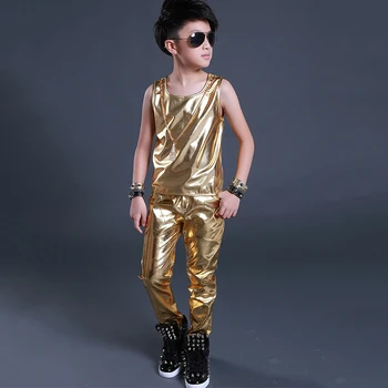 2021 NOVÉ Deti Jazz Tanečné Kostýmy Hip Hop Nohavice Chlapec Pouličné Tanečné Oblečenie, Kožené Nohavice, Deti Modernej Fáze Show Nosenie