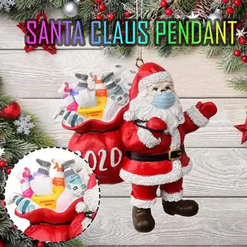 2021 Nový Rok Vianočné Dekorácie Santa Claus Prívesok Živice Maska Santa Claus Prívesok Vianočné Ozdoby Prívesok