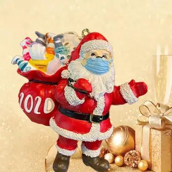 2021 Nový Rok Vianočné Dekorácie Santa Claus Prívesok Živice Maska Santa Claus Prívesok Vianočné Ozdoby Prívesok
