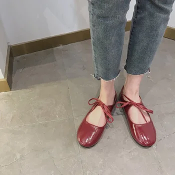 2021 jar nové módne kolo hlavy plytké úst Mary Jane topánky jednoduché wild retro malé topánky jediné topánky členkové topánky