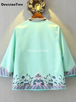 2021 tradičnej čínskej satin výšivky bunda top ženy qipao elegantný kabát vintage cheongsam bunda orientálna bielizeň kabát