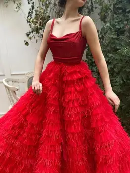 2021 Červená Viazané Prom Šaty Sequin Špagety Popruhy Formálne Večerné Party, Ples Šaty vestidos de gala