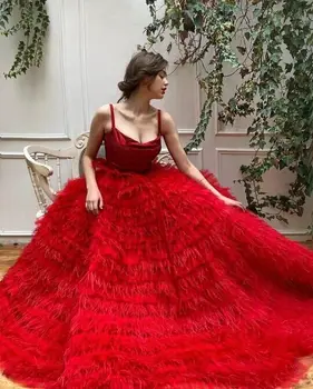 2021 Červená Viazané Prom Šaty Sequin Špagety Popruhy Formálne Večerné Party, Ples Šaty vestidos de gala