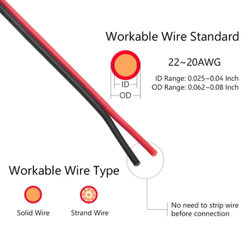 20Pcs Quick Electrical Cable 1/2 Pin I T Type For Wires 22-18AWG For Led Strip Car Electric Connectors Wire Connector Terminals