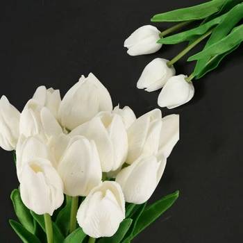 20pcs Kvalitné Latexové Biele Tulipán Kvety Umelé Tulipán Kytice Festival Svadobné Party DIY Zdobenie Kvetmi 35 cm