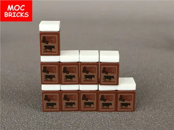 20pcs/veľa Tehlový 1 x 1 s Kravou a Čokoláda Vzor (Čokoládové Mlieko Obal) nosenie s 3005pb024 Stavebné Bloky HOBBY Hračky darček