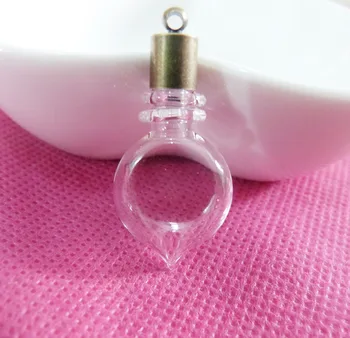 20set/veľa 6 mm otvor srdce tvar drobné ryža ampulka sklenené fľaše, ktorí chcú & spp a gumy pre diy prívesok charms-spp možnosť