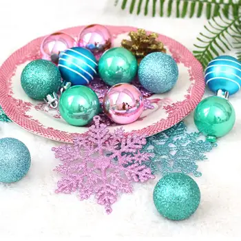 21Pcs Farebné Vianočné Gule snehové Vločky Nastaviť Vianočné Závesné Dekorácie, Vianočné Gule Snowflake Prívesok Ornament