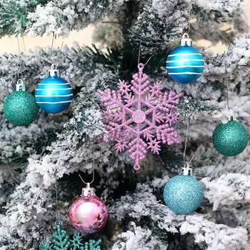 21Pcs Farebné Vianočné Gule snehové Vločky Nastaviť Vianočné Závesné Dekorácie, Vianočné Gule Snowflake Prívesok Ornament