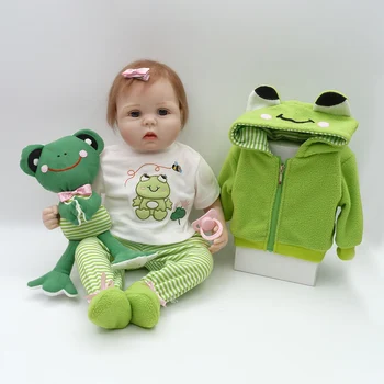 22 inch Dievča Oblečenie S NPK Reborn Bábiky Baby Predstierať, že Hrať Darček Hračka Simulácia Realisticky Ručné Roztomilé Žaby Príslušenstvo Vzdelávania