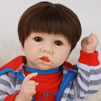 22 palcový Reborn Baby Doll S Krivé Ústa Rozkošný Ručné Bonecas Realisticky Deti Bábika Chlapec S oblečením Vypchaté Hračky Pre Dieťa