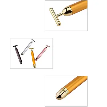 24K Gold Bar T Typ Elektrické Zlaté Krásy Držať V Tvár Artefakt, Masáž Tváre Stick Krásy Zariadenia Vibrácií Meter